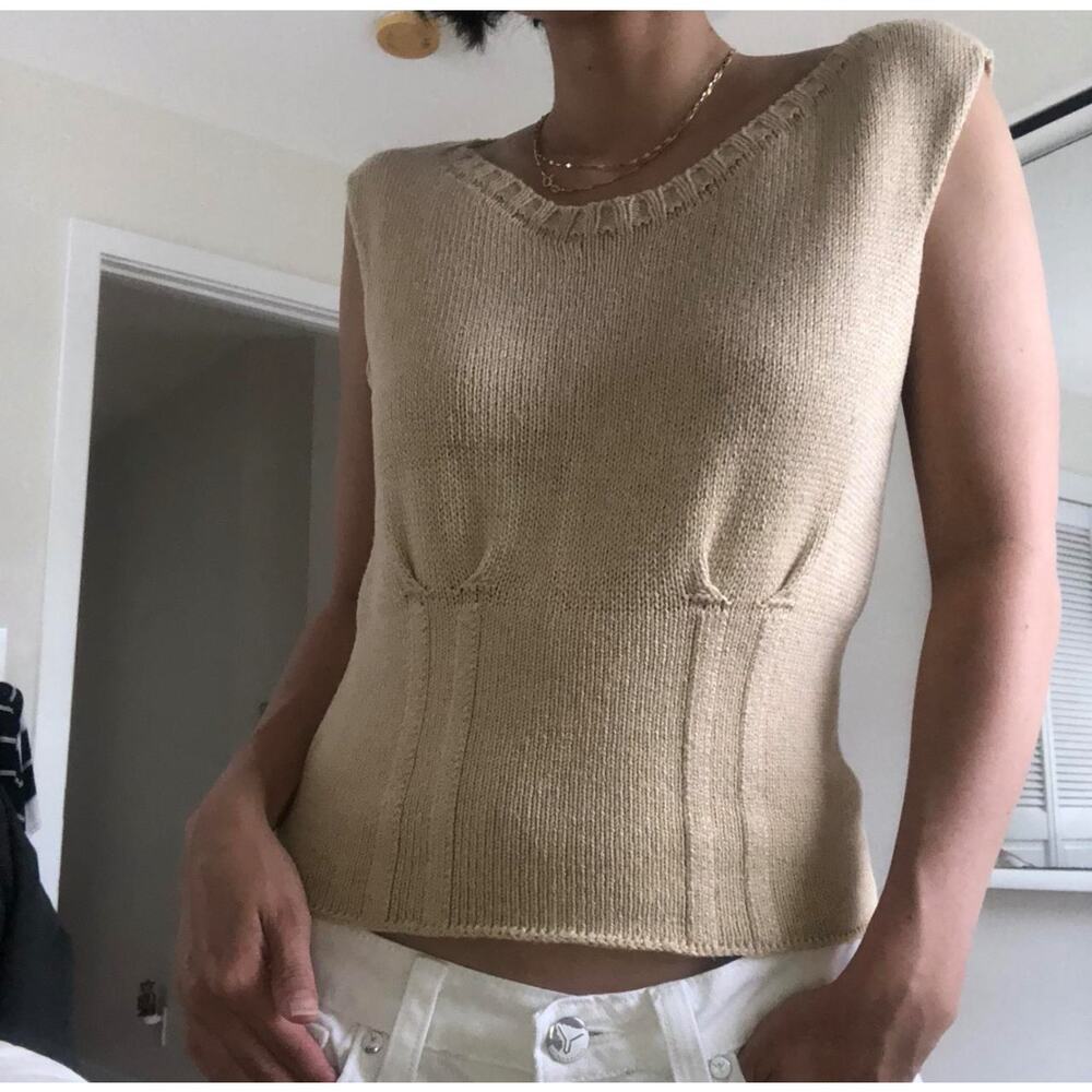 Max Mara Made In Italy Cotton Woven Y2K Knit Bustier Crop Top S